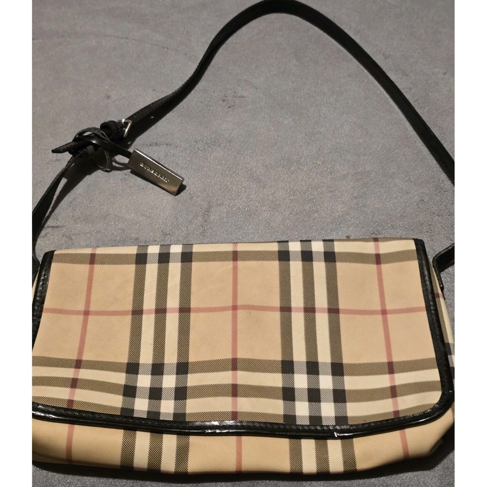 Vintage Burberry Nova Check Small Shoulder Bag Button Closure Rare Hard To Find